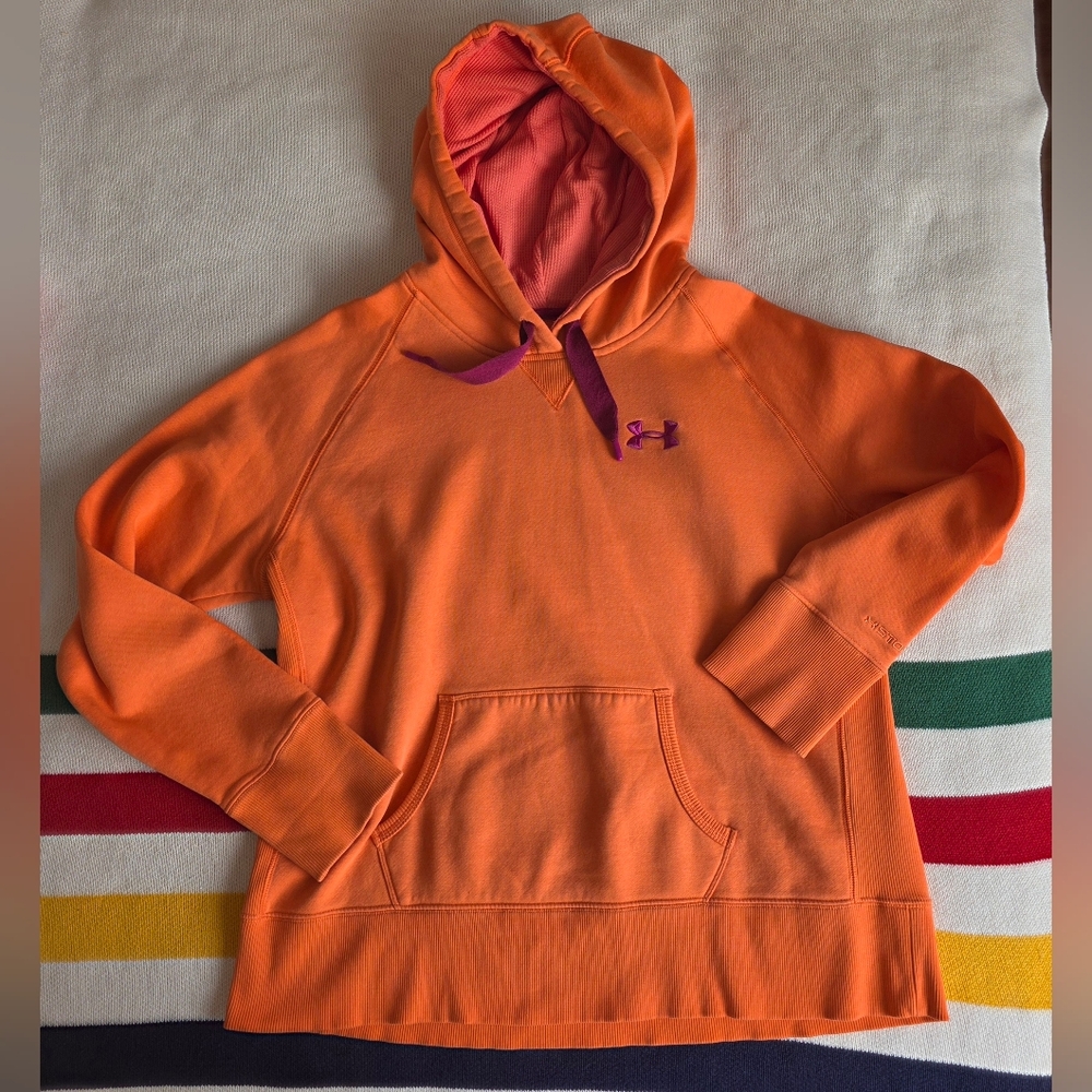 Under Armour UA Storm Vibrant Orange Hoodie Pullover Sweatshirt Size XL